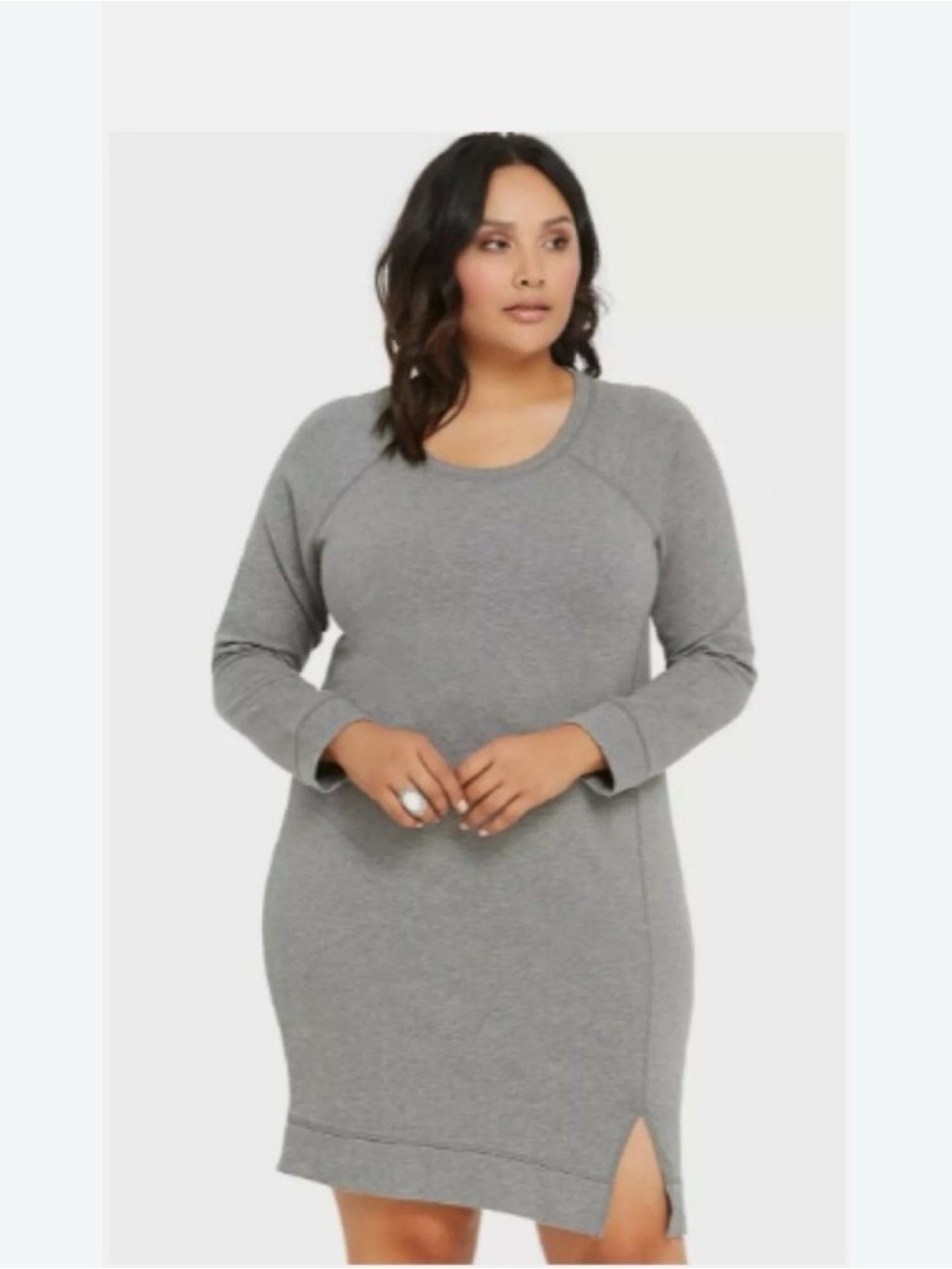 Torrid Gray French Terry Sweatshirt Dress Side Slit Plus Size 0